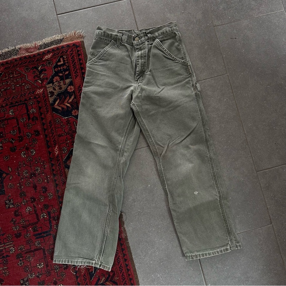 Carhartt Vintage Worn In Olive Canvas Work Pants